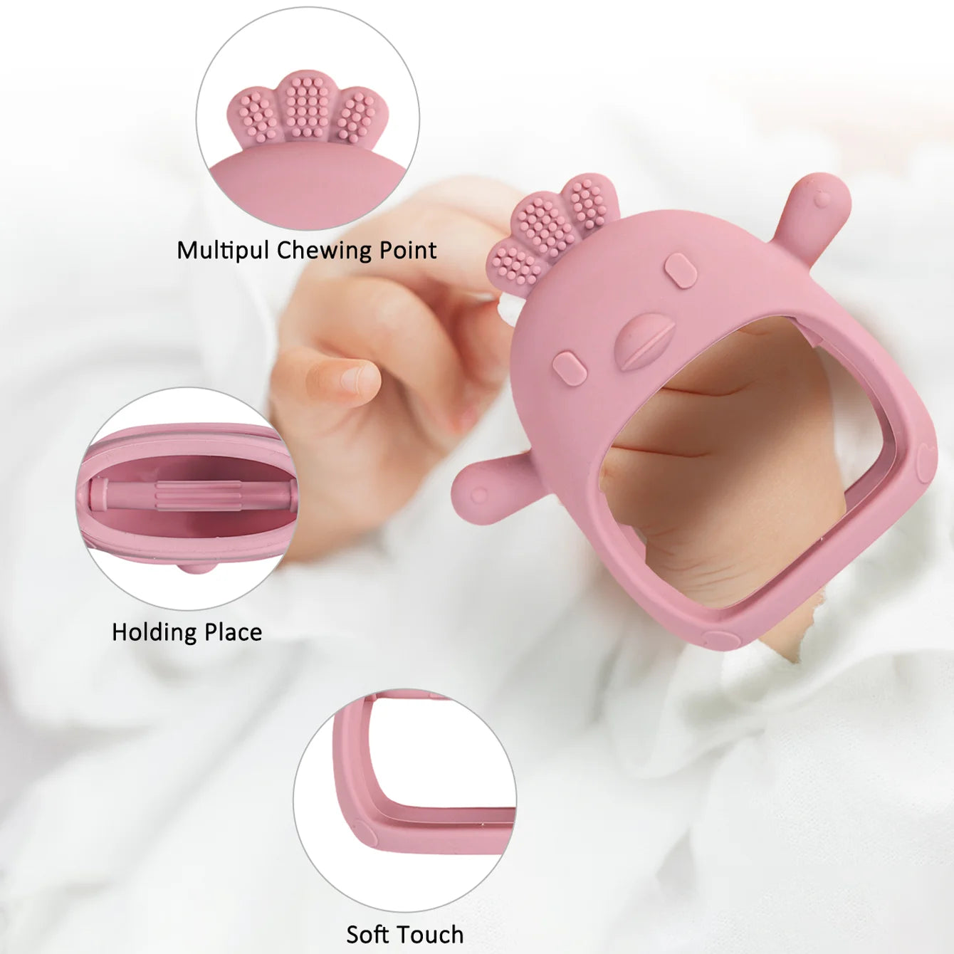 Gentle Silicone Baby Teether Gloves
